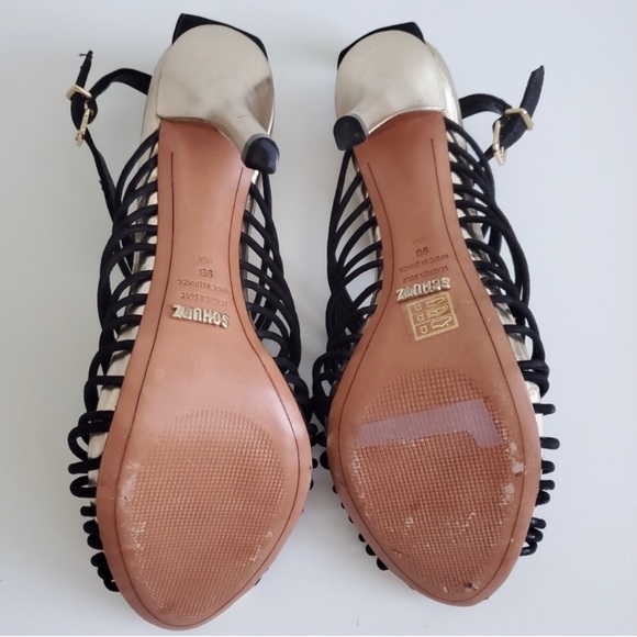 SCHUTZ || Strappy Gold Stiletto Sandals || Size 9 - Picture 6 of 6